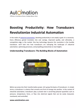 How Transducers Revolutionize Industrial Automation