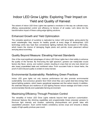 Indoor LED Grow Lights_ Exploring Their Impact on Yield and Quality of Harvest