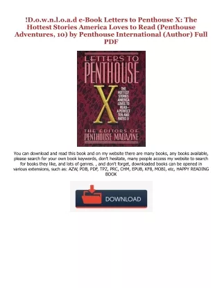 (ePub) Read Letters to Penthouse X: The Hottest Stories America Loves to Read (P