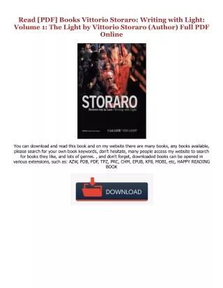 Download and Read online Vittorio Storaro: Writing with Light: Volume 1: The Light (PDFKindle)-Read By  Vittorio Storaro