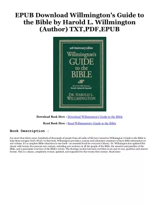 Unlimited Willmington's Guide to the Bible [PDFEPub] By  Harold L. Willmington (