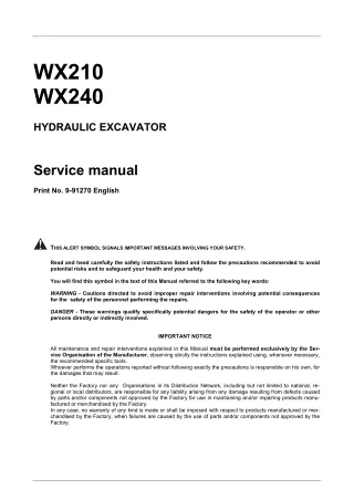 CASE WX210 Hydraulic Excavator Service Repair Manual