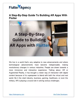 Guide For Building AR Apps With Flutter | Flutter Agency