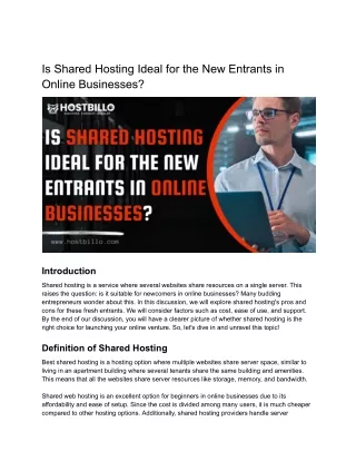 Is Shared Hosting Ideal for the New Entrants in Online Businesses