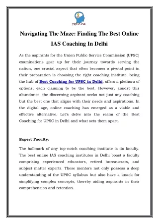 Master Your IAS Journey: Yojna IAS - Premier Online Coaching in Delhi