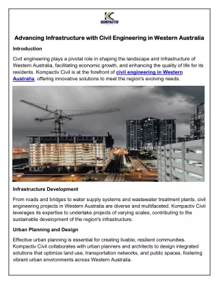 Advancing Infrastructure with Civil Engineering in Western Australia