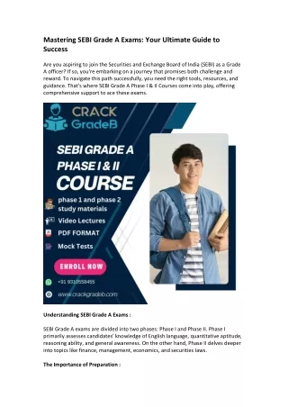 Mastering SEBI Grade A Exams Your Ultimate Guide to Success