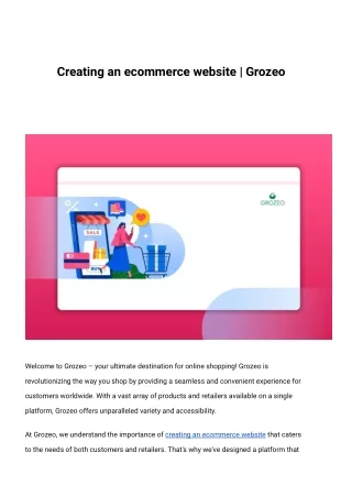 Creating an ecommerce website - Grozeo
