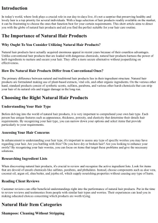 Checking out the Globe of Natural Hair Products: What Works Best for You