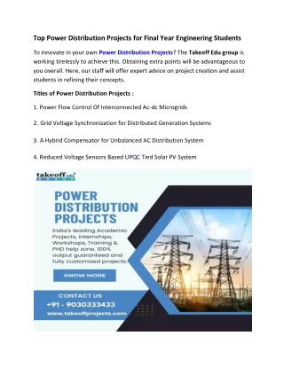 Top Power Distribution Projects for engineering students