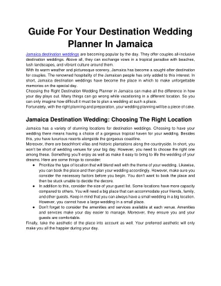 Guide For Your Destination Wedding Planner In Jamaica