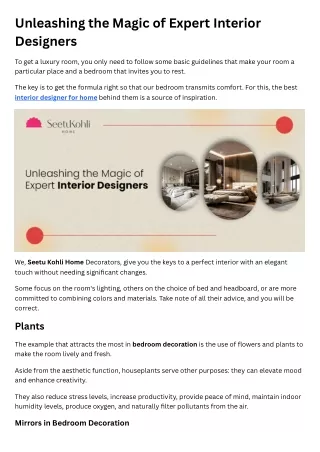 Unleashing the Magic of Expert Interior Designers