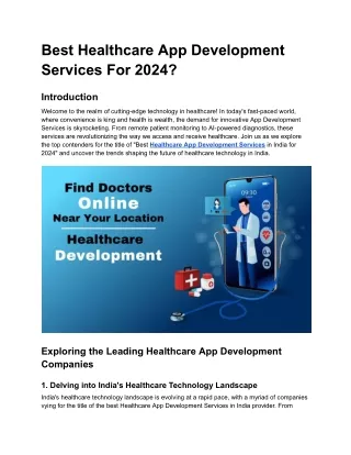 Best Healthcare App Development Services For 2024?