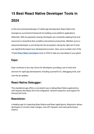 15 Best React Native Developer Tools in 2024