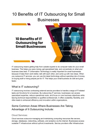 10 Benefits of IT Outsourcing for Small Businesses