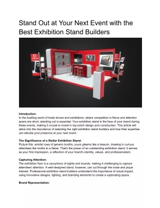 Stand Out at Your Next Event with the Best Exhibition Stand Builders