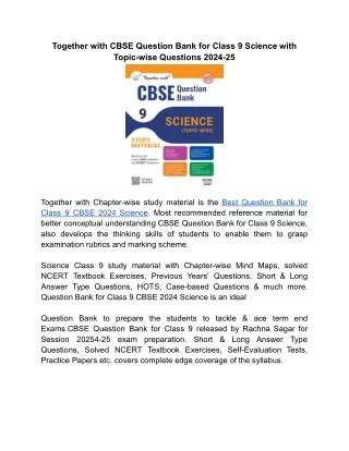 Together with Question Bank for Class 9 CBSE 2024 Science | 2024-25 exam prepara