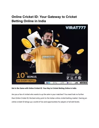 Online Cricket ID_ Your Gateway to Cricket Betting Online in India