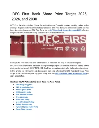 IDFC first bank share price target 2025