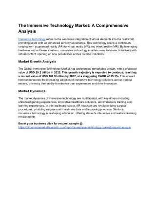 Immersive Technology Market is ready to hit USD 189.9 billion by 2032 at a CAGR of 23.1%