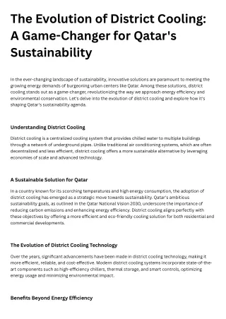 The Evolution of District Cooling A Game-Changer for Qatar's Sustainability