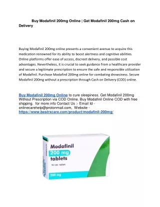 Buy Modafinil 200mg Online | Get Modafinil 200mg Cash on Delivery