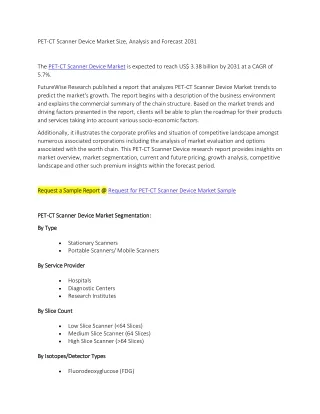PET-CT Scanner Device Market Size, Analysis and Forecast 2031