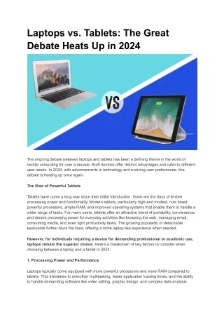 Laptops vs. Tablets: The Great Debate Heats Up in 2027