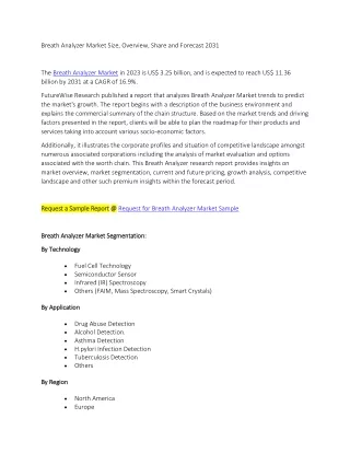 Breath Analyzer Market Size, Overview, Share and Forecast 2031
