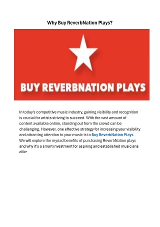 Why Buy ReverbNation Plays