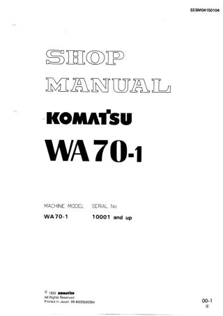 KOMATSU WA70-1 WHEEL LOADER Service Repair Manual