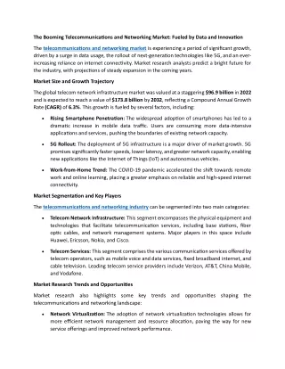 Telecommunications and Networking Market Outlook