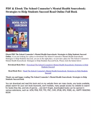 [Download] [epub]  The School Counselor's Mental Health Sourcebook: Strategies