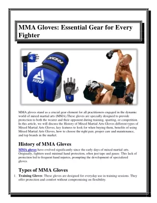 MMA Gloves Essential Gear for Every Fighter