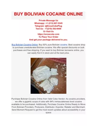 BUY BOLIVIAN COCAINE ONLINE