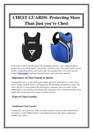 CHEST GUARDS Protecting More Than Just you’re Chest