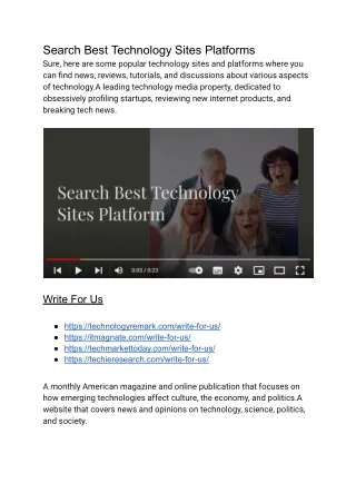 Search Best Technology Sites Platforms