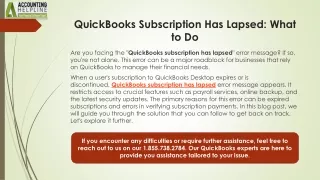 Easy Fix QuickBooks Subscription Has Lapsed