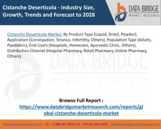 Cistanche Deserticola Market - Industry Trends and Forecast to 2028