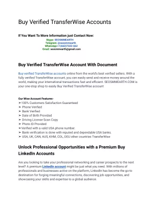 Buy Verified TransferWise Accounts