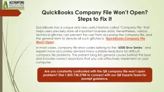 Troubleshoot QuickBooks Company File Won't Open Error Easily