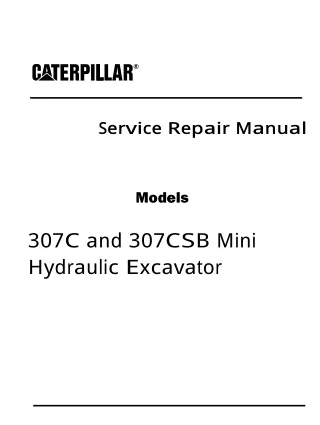 Caterpillar Cat 307CSB Mini Hydraulic Excavator (Prefix BCM) Service Repair Manual (BCM00001 and up)