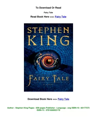 download epub Fairy Tale By Stephen King