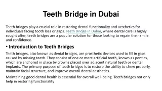 Best Teeth Bridge Dubai