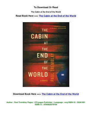 ePub DOWNLOAD The Cabin at the End of the World BY Paul Tremblay