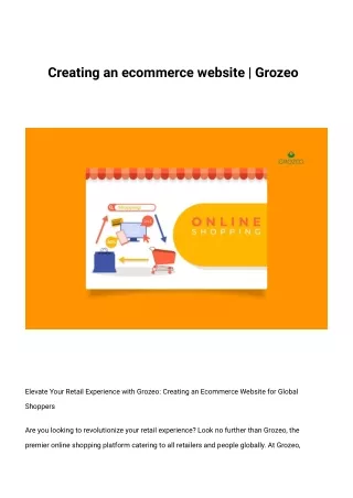 Creating an ecommerce website - Grozeo