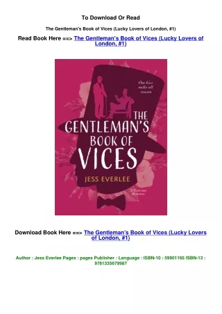 DOWNLOAD Pdf The Gentleman's Book of Vices (Lucky Lovers of London, #1) By Jess