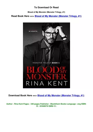 pdf DOWNLOAD Blood of My Monster (Monster Trilogy, #1) BY Rina Kent