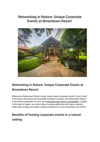 Networking in Nature_ Unique Corporate Events at Browntown Resort _