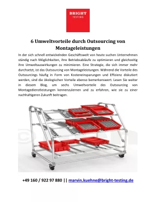 6 Umweltvorteile durch Outsourcing von Montageleistungen